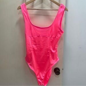 Neon pink one piece bodysuit